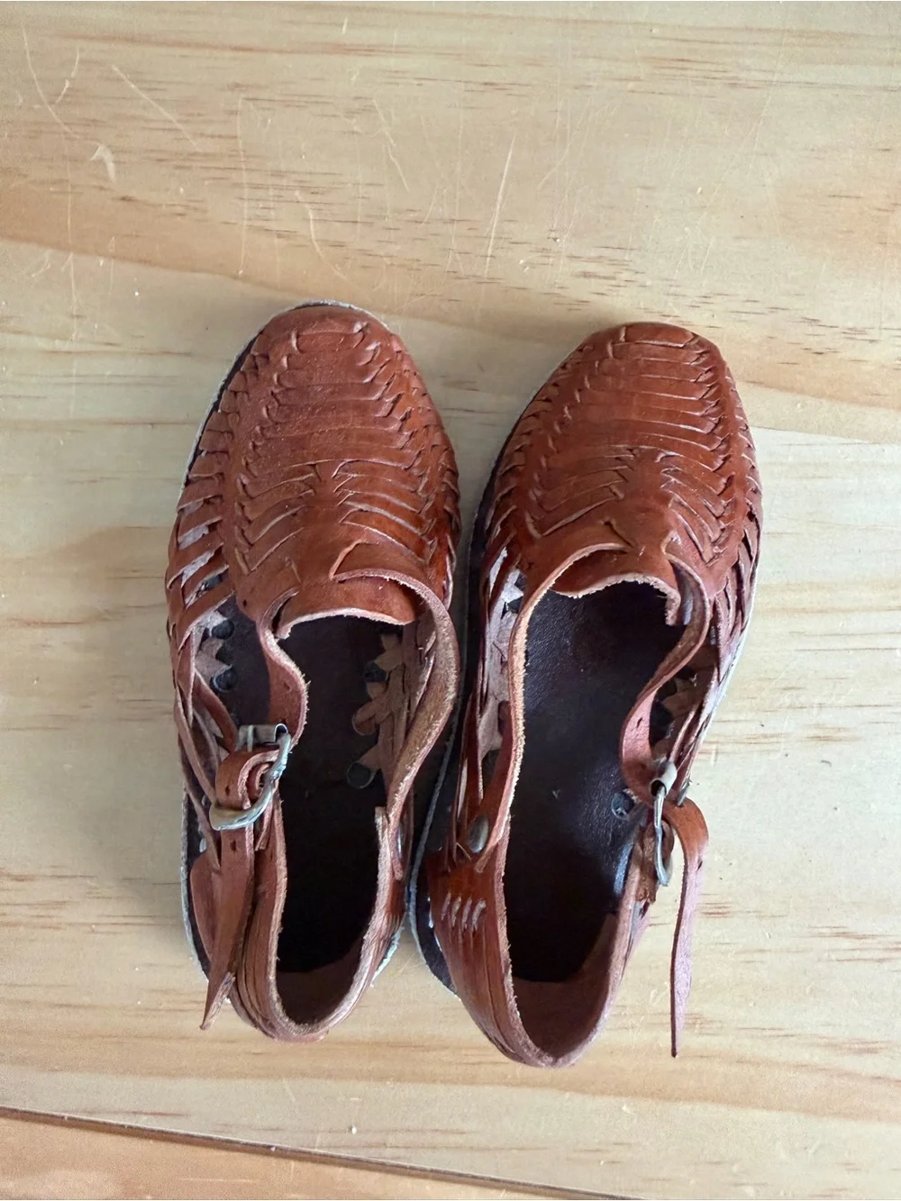 Toddler Brown Leather Huarache Sandals